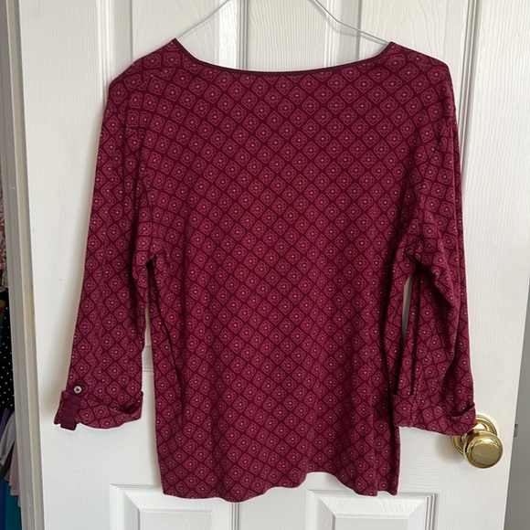 Croft & Barrow Patterned 3/4 Sleeve Top - Picture 4 of 5